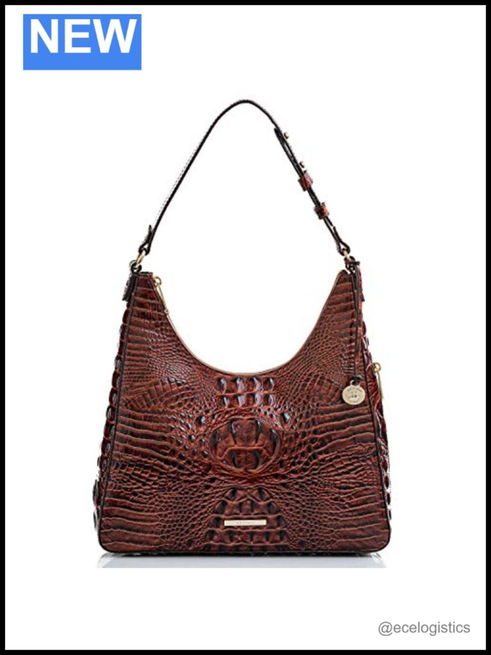 Vintage-Inspired Leather Shoulder Bag with Adjustable Strap, Zipper Closure,